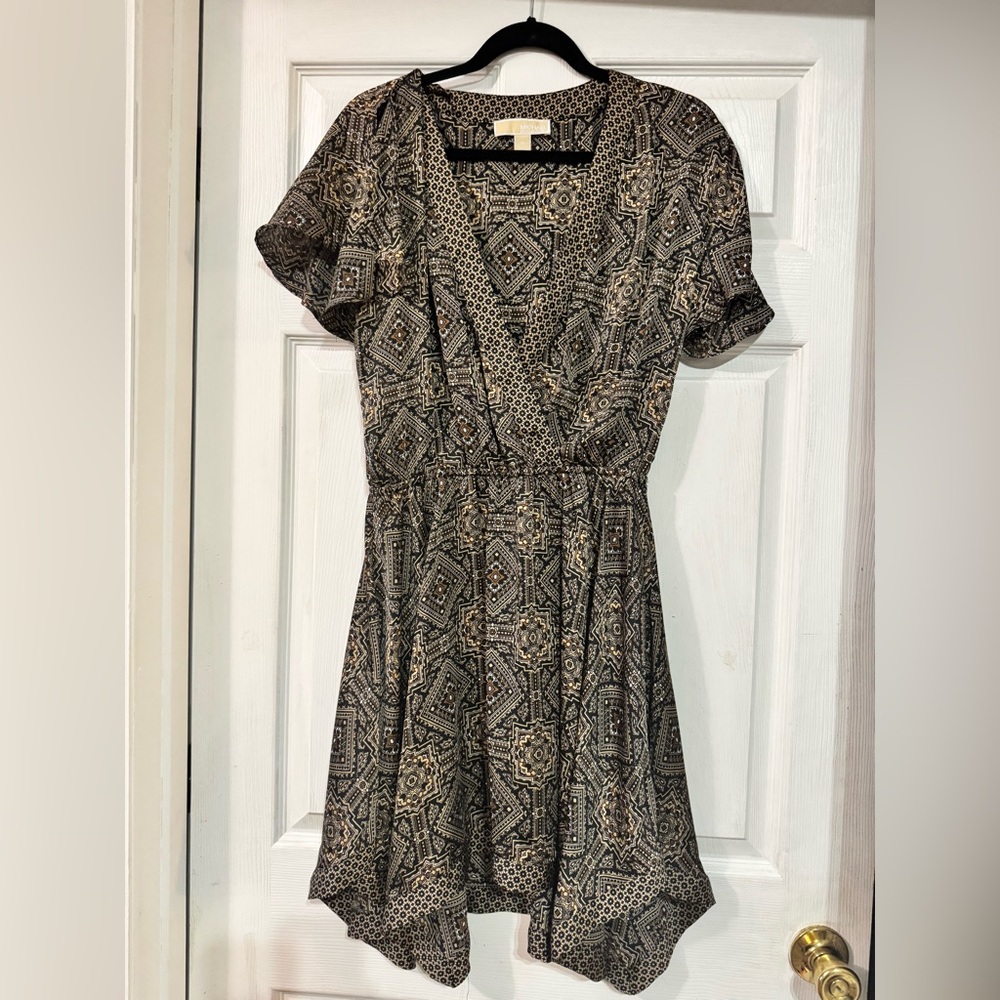 Michael Kors Black Flutter Sleeve V-Neck Sundress